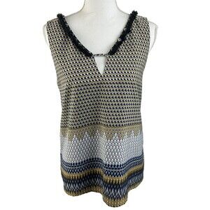 Eden Society Womens Top Geometric Print Size Small Sleeveless V Neck & Back